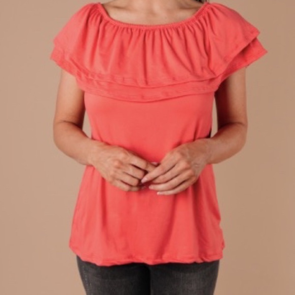Off-Shoulder Coral Top